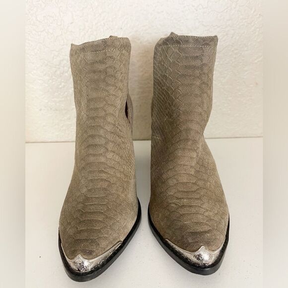 Jeffrey Campbell Cromwell pointed toe Ankle Bootie suede snake embossed 10 - Picture 6 of 16